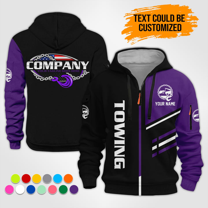 Personalized Name American Towing Truck 3D Printed Quarter Zip Hoodie ST316