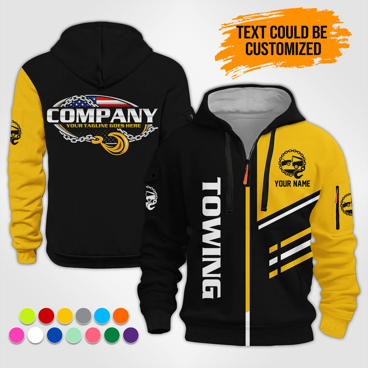 Personalized Name American Towing Truck 3D Printed Quarter Zip Hoodie ST316
