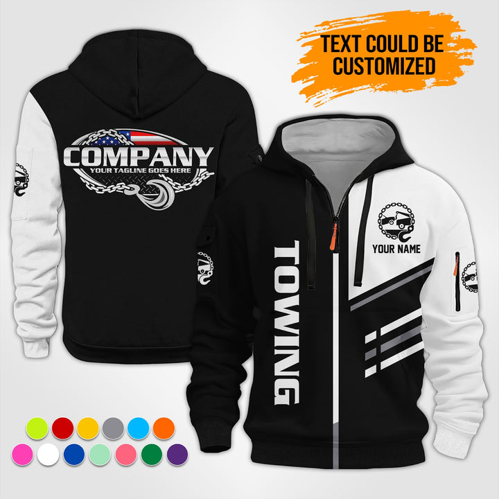 Personalized Name American Towing Truck 3D Printed Quarter Zip Hoodie ST316