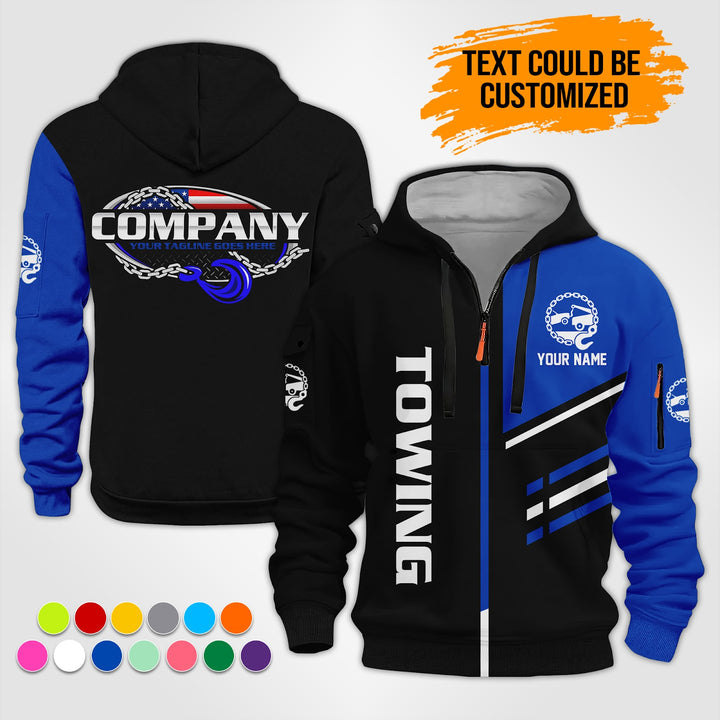 Personalized Name American Towing Truck 3D Printed Quarter Zip Hoodie ST316