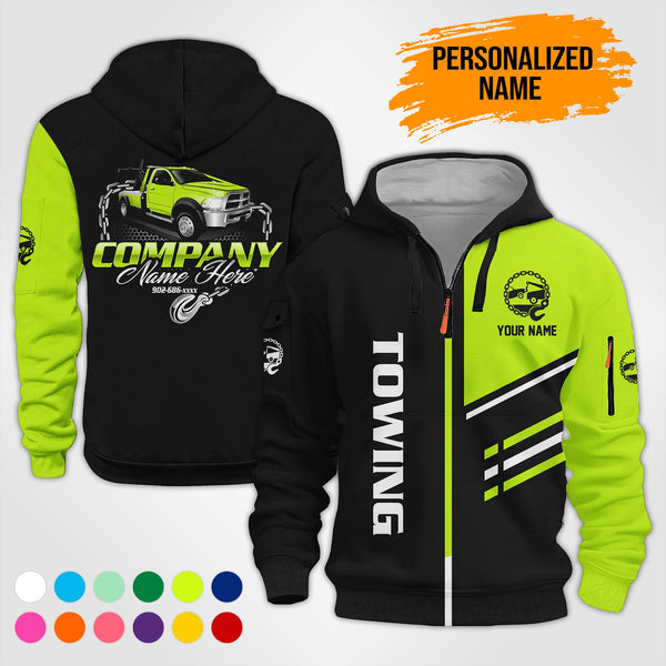 Personalized Name Towing Truck 3D Printed Quarter Zip Hoodie PU769