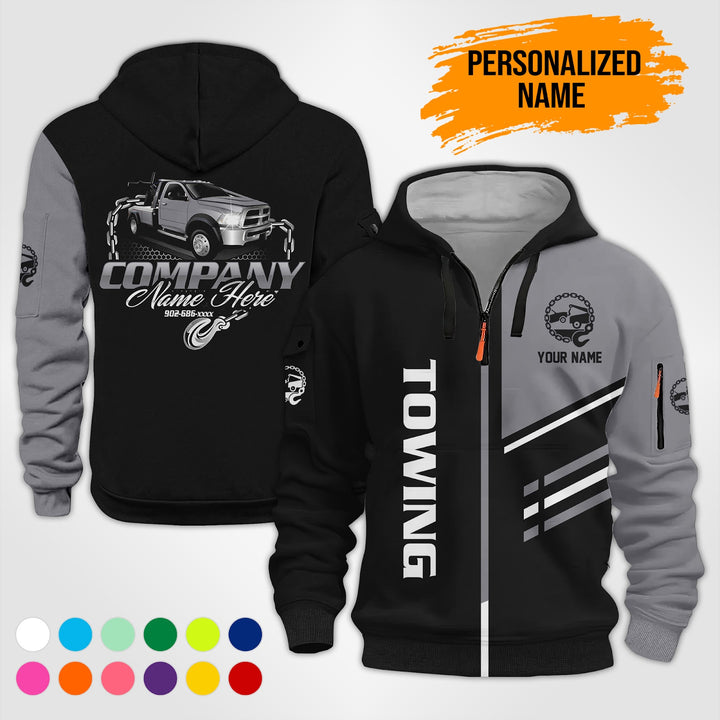 Personalized Name Towing Truck 3D Printed Quarter Zip Hoodie PU769