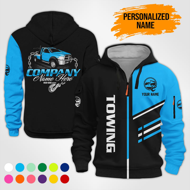 Personalized Name Towing Truck 3D Printed Quarter Zip Hoodie PU769