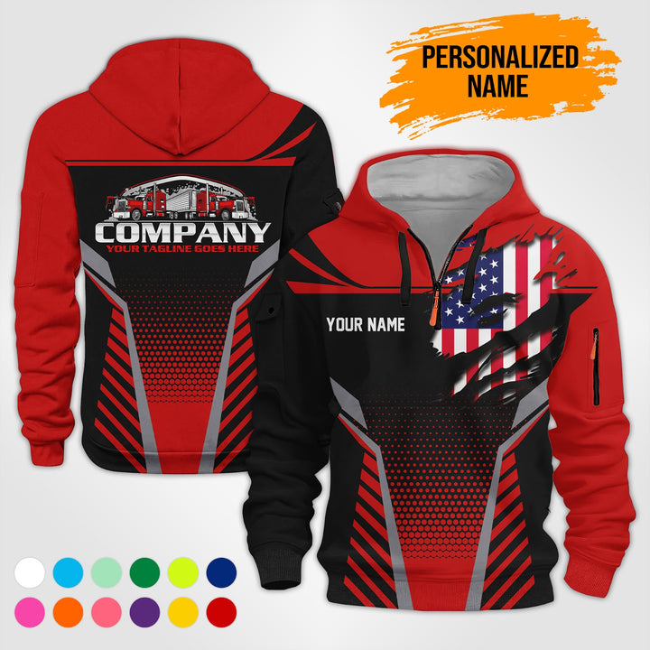 Personalized Name Truck Wash 3D Printed Quarter Zip Hoodie PU772