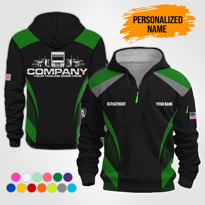 Personalized Name Semi Truck 3D Printed Quarter Zip Hoodie NB71