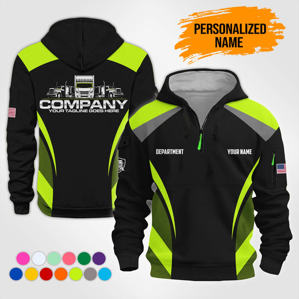 Personalized Name Semi Truck 3D Printed Quarter Zip Hoodie NB71