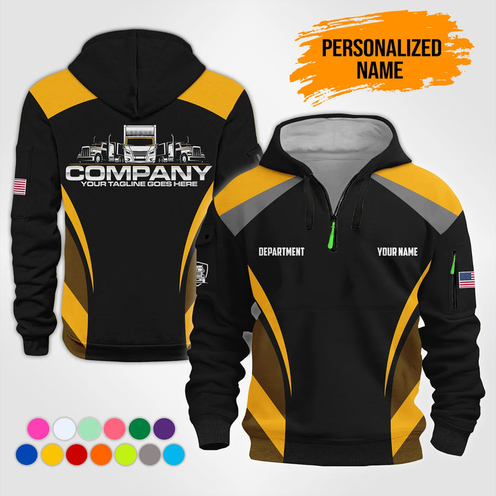 Personalized Name Semi Truck 3D Printed Quarter Zip Hoodie NB71