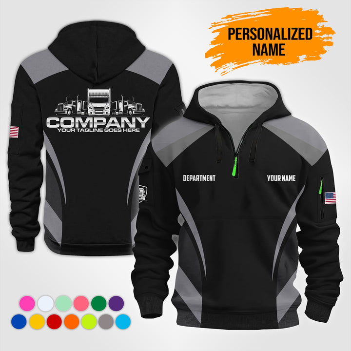 Personalized Name Semi Truck 3D Printed Quarter Zip Hoodie NB71