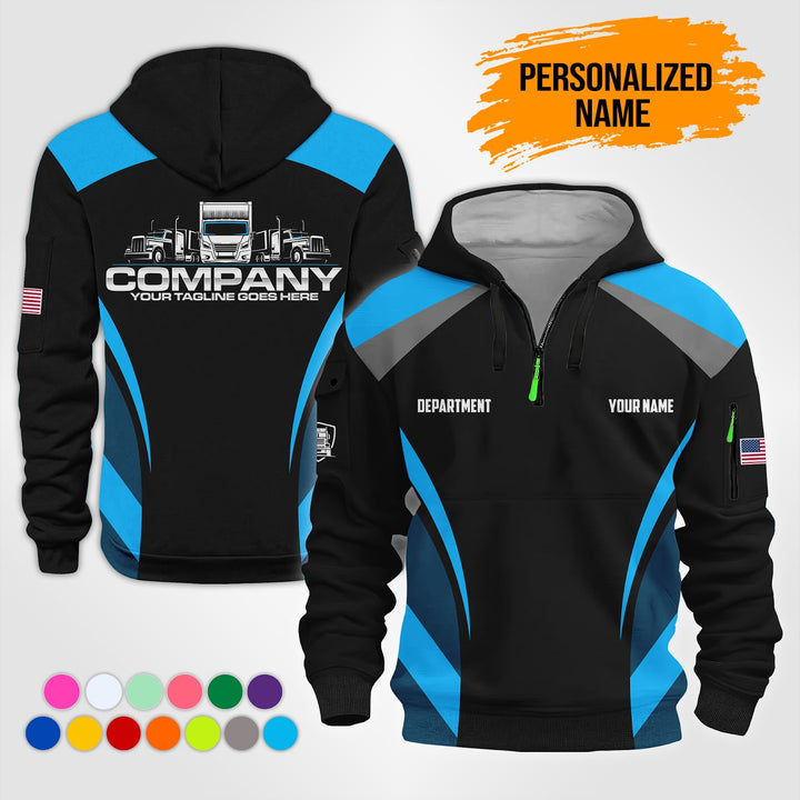 Personalized Name Semi Truck 3D Printed Quarter Zip Hoodie NB71