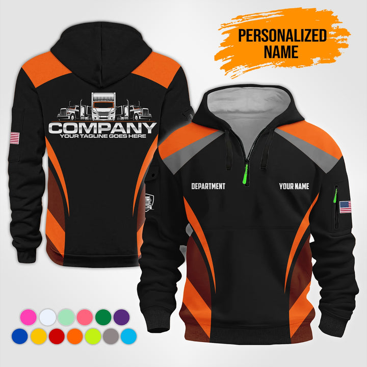 Personalized Name Semi Truck 3D Printed Quarter Zip Hoodie NB71