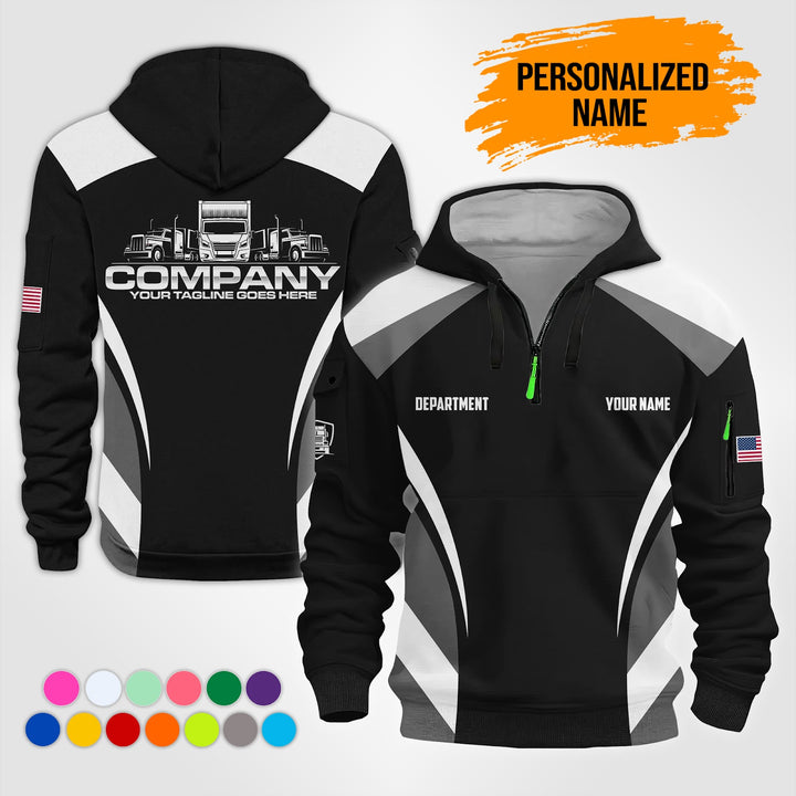 Personalized Name Semi Truck 3D Printed Quarter Zip Hoodie NB71