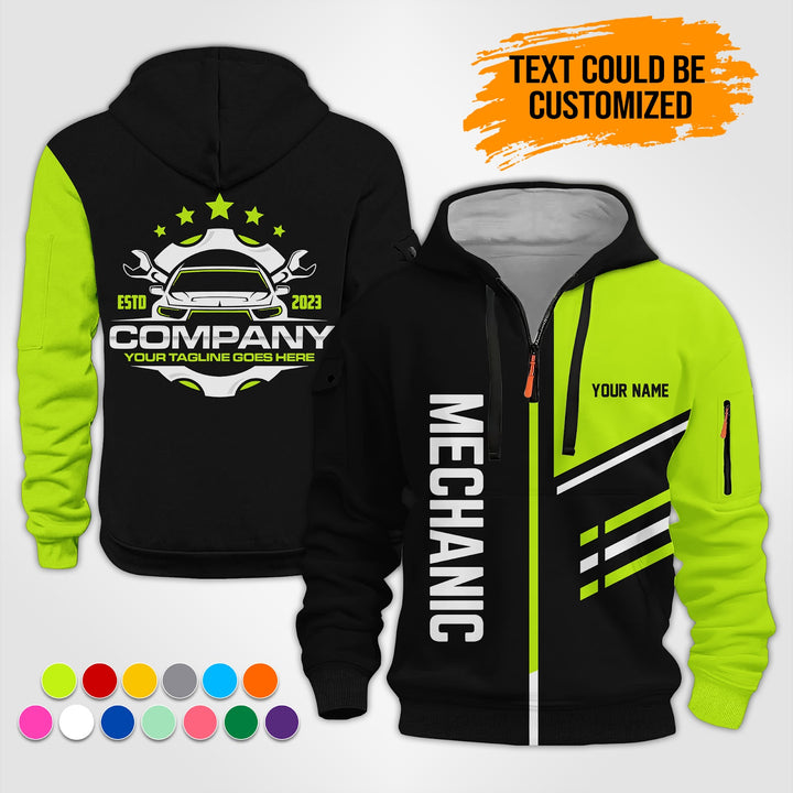 Personalized Name Auto Mechanic 3D Printed Quarter Zip Hoodie ST360