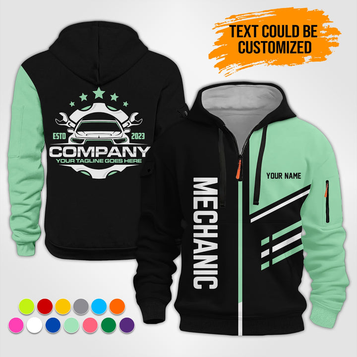 Personalized Name Auto Mechanic 3D Printed Quarter Zip Hoodie ST360