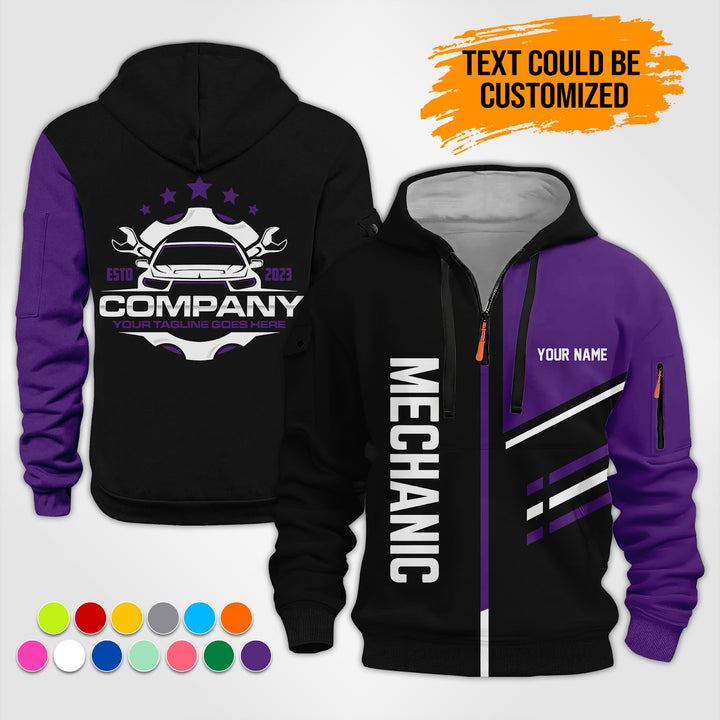 Personalized Name Auto Mechanic 3D Printed Quarter Zip Hoodie ST360