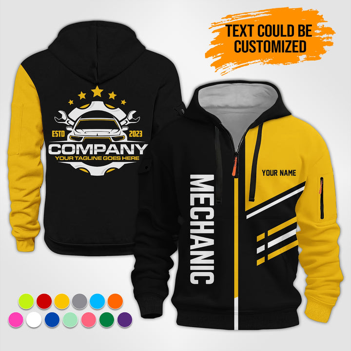 Personalized Name Auto Mechanic 3D Printed Quarter Zip Hoodie ST360