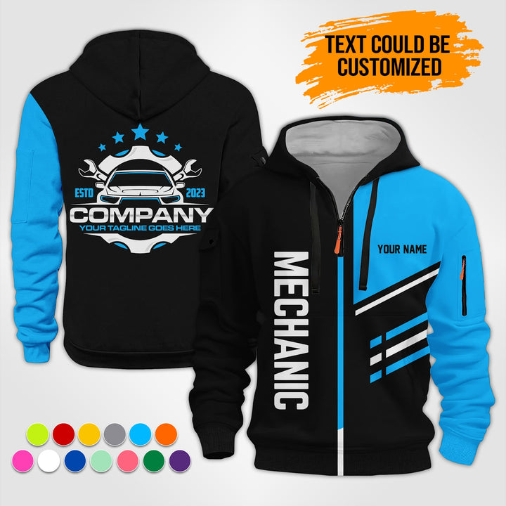 Personalized Name Auto Mechanic 3D Printed Quarter Zip Hoodie ST360