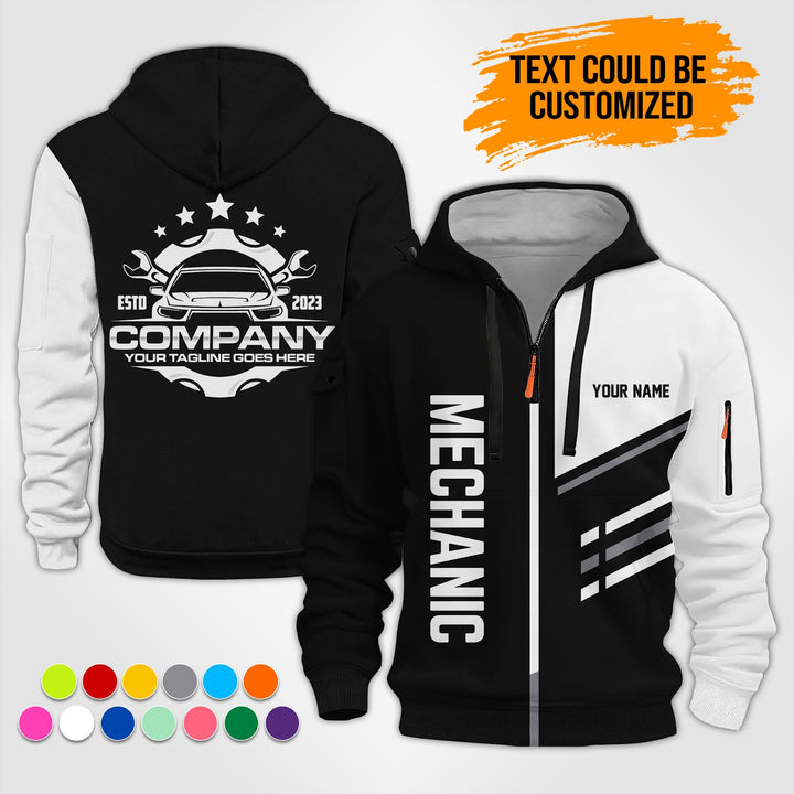 Personalized Name Auto Mechanic 3D Printed Quarter Zip Hoodie ST360
