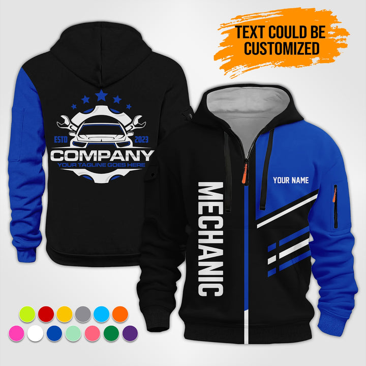 Personalized Name Auto Mechanic 3D Printed Quarter Zip Hoodie ST360