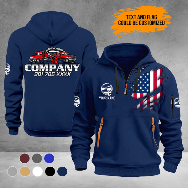 Personalized Name Love Tow Truck 3D Printed Quarter Zip Hoodie PU833
