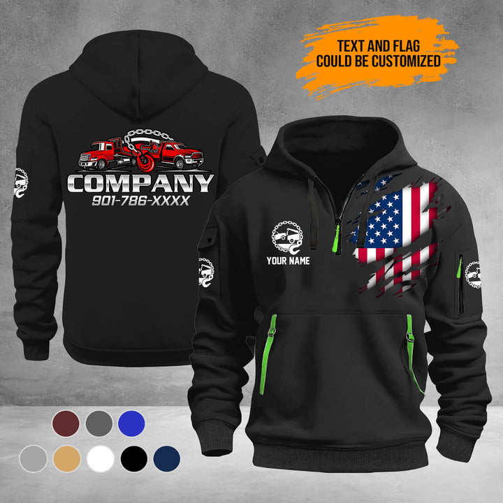 Personalized Name Love Tow Truck 3D Printed Quarter Zip Hoodie PU833