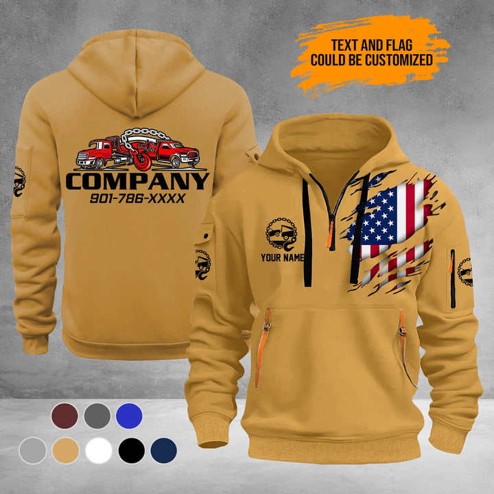 Personalized Name Love Tow Truck 3D Printed Quarter Zip Hoodie PU833