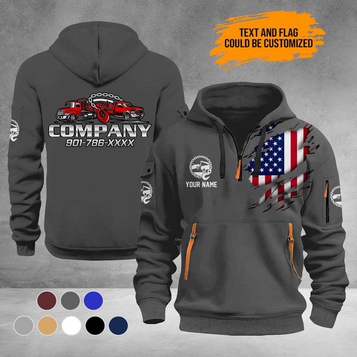 Personalized Name Love Tow Truck 3D Printed Quarter Zip Hoodie PU833