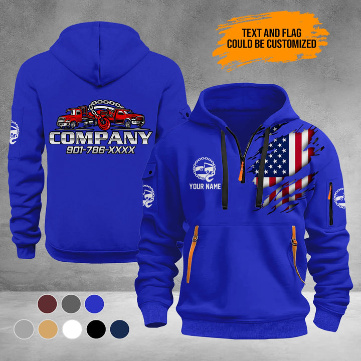 Personalized Name Love Tow Truck 3D Printed Quarter Zip Hoodie PU833