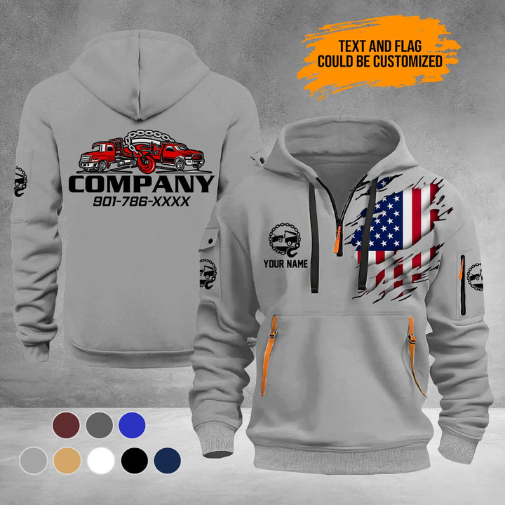 Personalized Name Love Tow Truck 3D Printed Quarter Zip Hoodie PU833