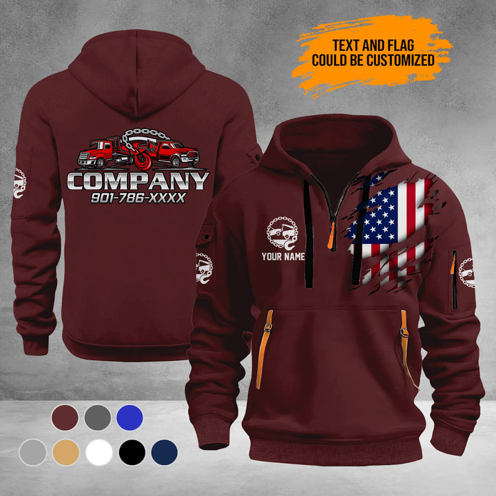Personalized Name Love Tow Truck 3D Printed Quarter Zip Hoodie PU833