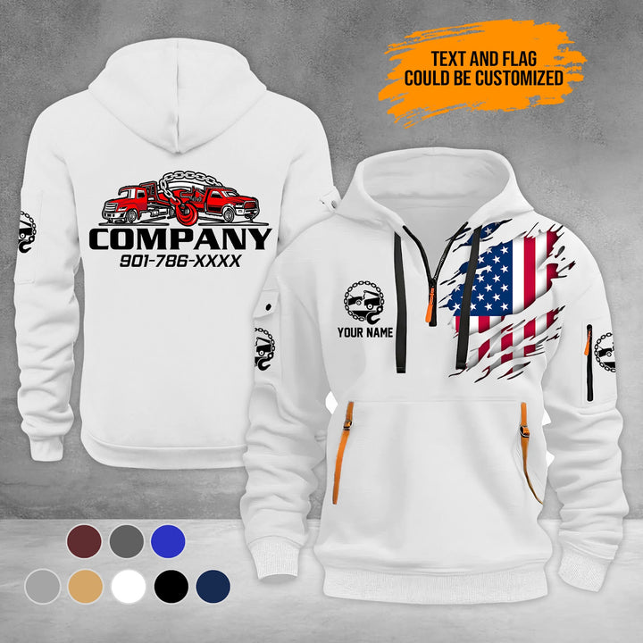 Personalized Name Love Tow Truck 3D Printed Quarter Zip Hoodie PU833