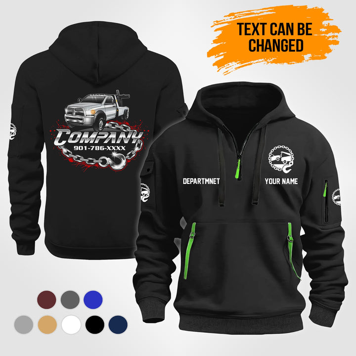 Personalized Name Tow Truck 3D Quarter Zip Hoodie NB142