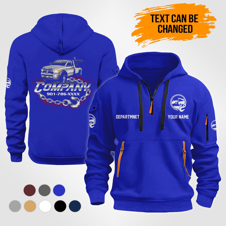 Personalized Name Tow Truck 3D Quarter Zip Hoodie NB142