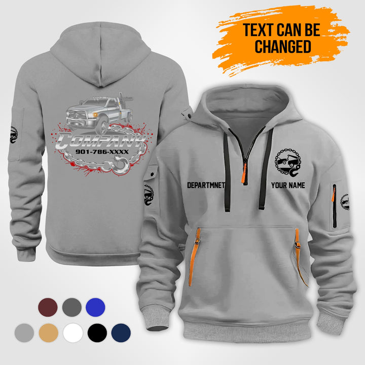 Personalized Name Tow Truck 3D Quarter Zip Hoodie NB142