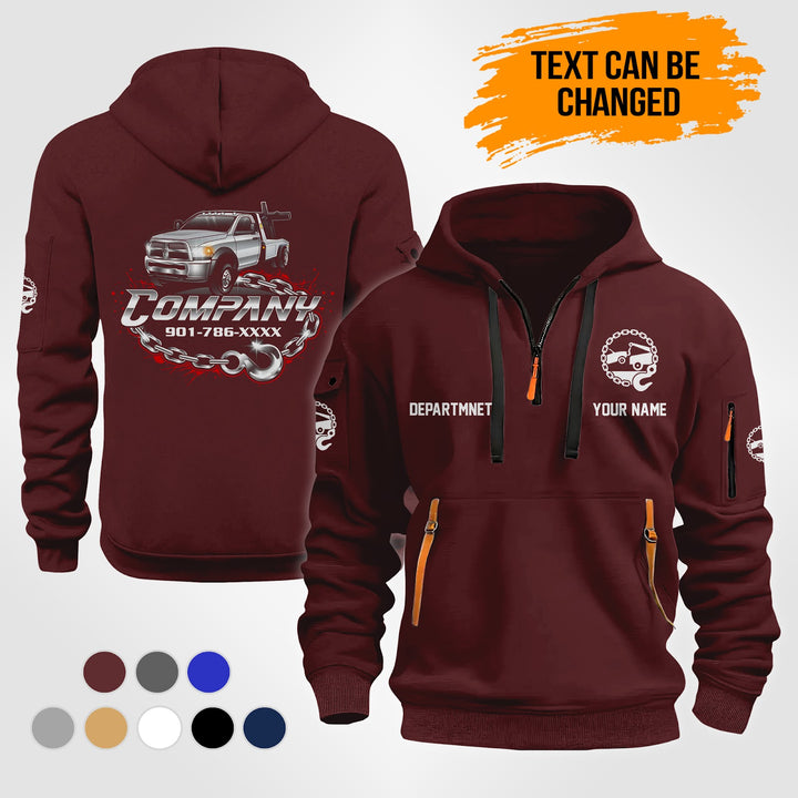 Personalized Name Tow Truck 3D Quarter Zip Hoodie NB142