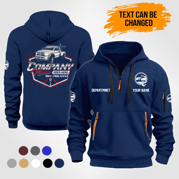 Personalized Name Tow Truck 3D Quarter Zip Hoodie NB143