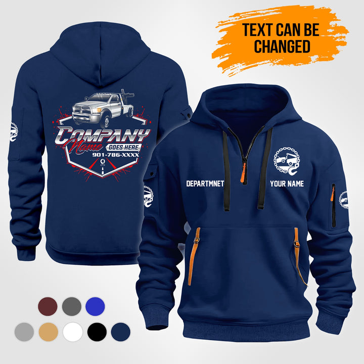 Personalized Name Tow Truck 3D Quarter Zip Hoodie NB143