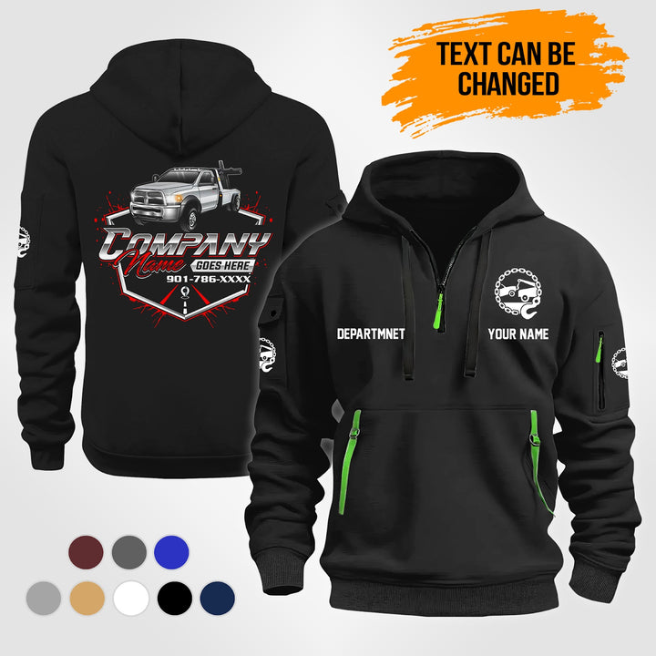 Personalized Name Tow Truck 3D Quarter Zip Hoodie NB143