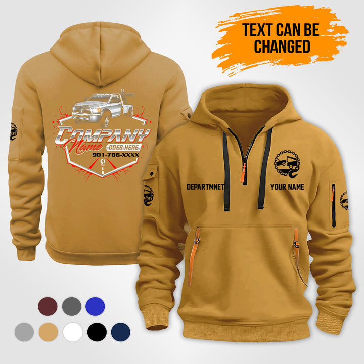 Personalized Name Tow Truck 3D Quarter Zip Hoodie NB143