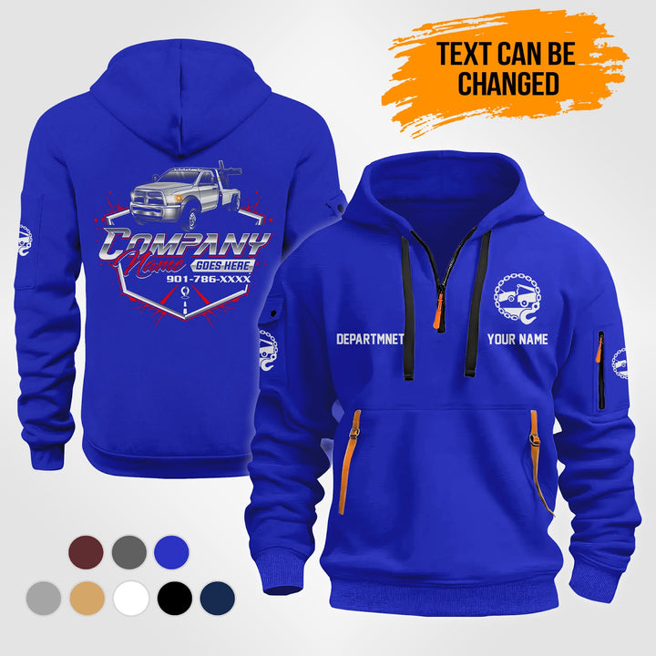 Personalized Name Tow Truck 3D Quarter Zip Hoodie NB143