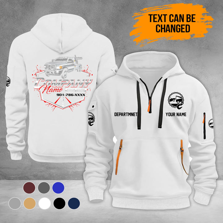 Personalized Name Tow Truck 3D Quarter Zip Hoodie NB143