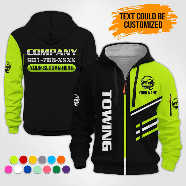 Personalized Name Tow Truck 3D Printed Quarter Zip Hoodie ST440