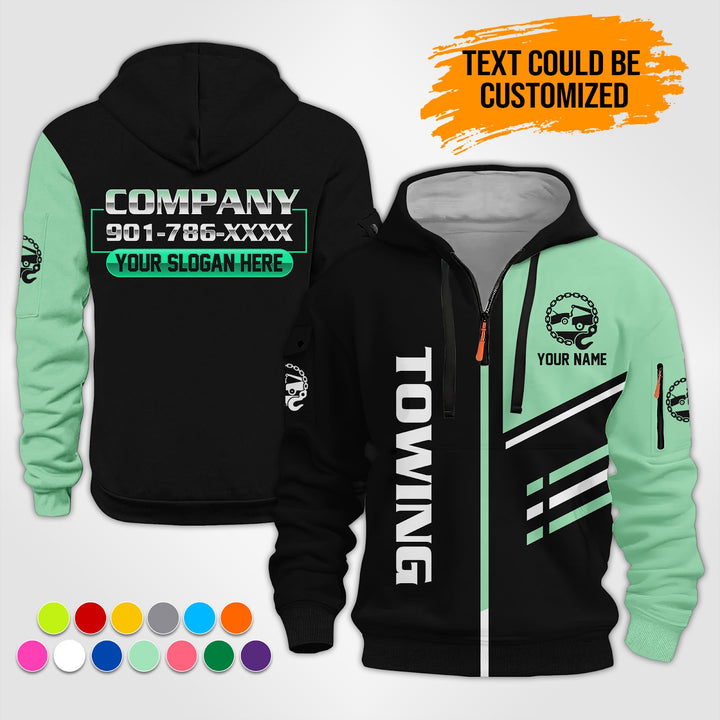 Personalized Name Tow Truck 3D Printed Quarter Zip Hoodie ST440