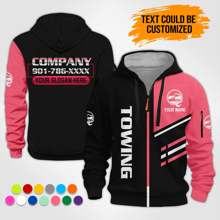 Personalized Name Tow Truck 3D Printed Quarter Zip Hoodie ST440