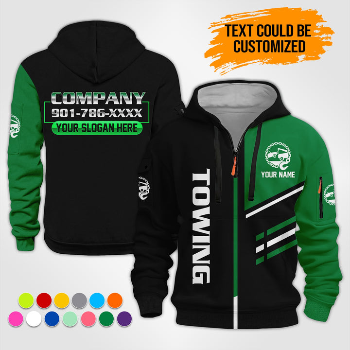 Personalized Name Tow Truck 3D Printed Quarter Zip Hoodie ST440