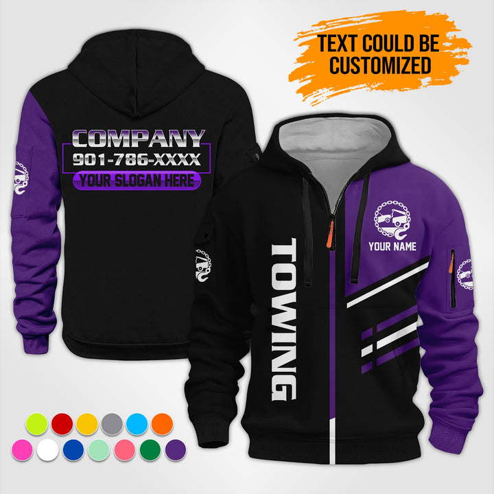 Personalized Name Tow Truck 3D Printed Quarter Zip Hoodie ST440
