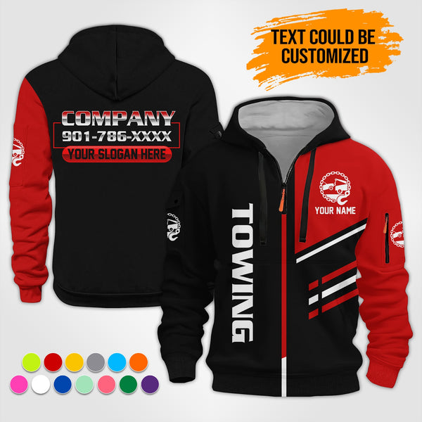 Personalized Name Tow Truck 3D Printed Quarter Zip Hoodie ST440