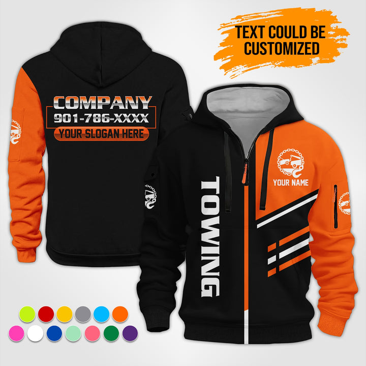 Personalized Name Tow Truck 3D Printed Quarter Zip Hoodie ST440