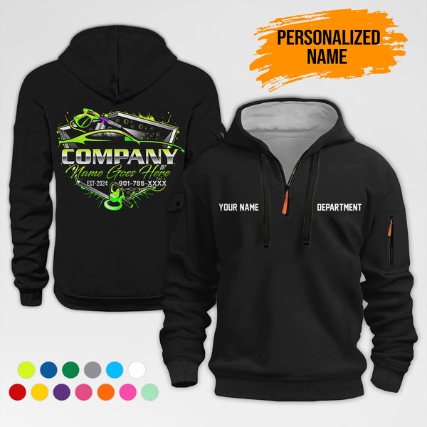 Personalized Name Auto Detailing 3D Printed Quarter Zip Hoodie AZ559