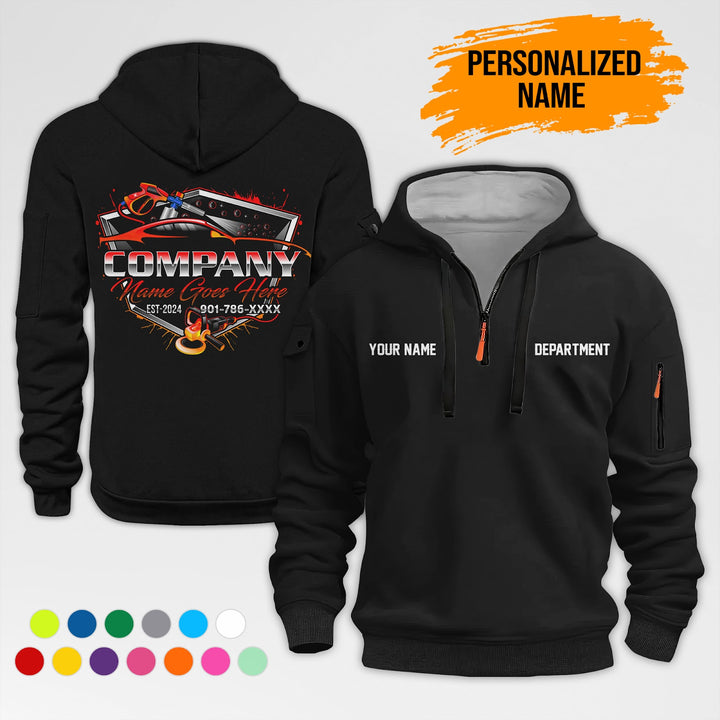 Personalized Name Auto Detailing 3D Printed Quarter Zip Hoodie AZ559