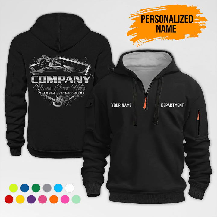Personalized Name Auto Detailing 3D Printed Quarter Zip Hoodie AZ559